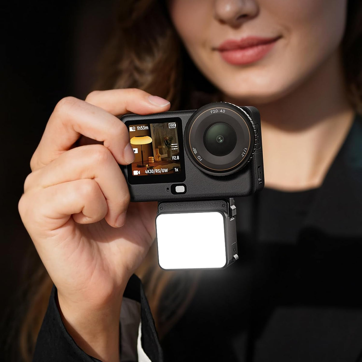 LM24 Vlogging Light for DJI Osmo Nano/Osmo Action 6, Waterproof Magnetic Mini LED Action Camera Video Light Accessories, Quick Release Photography LED Fill Light for Vlog Selfie Video Recording
