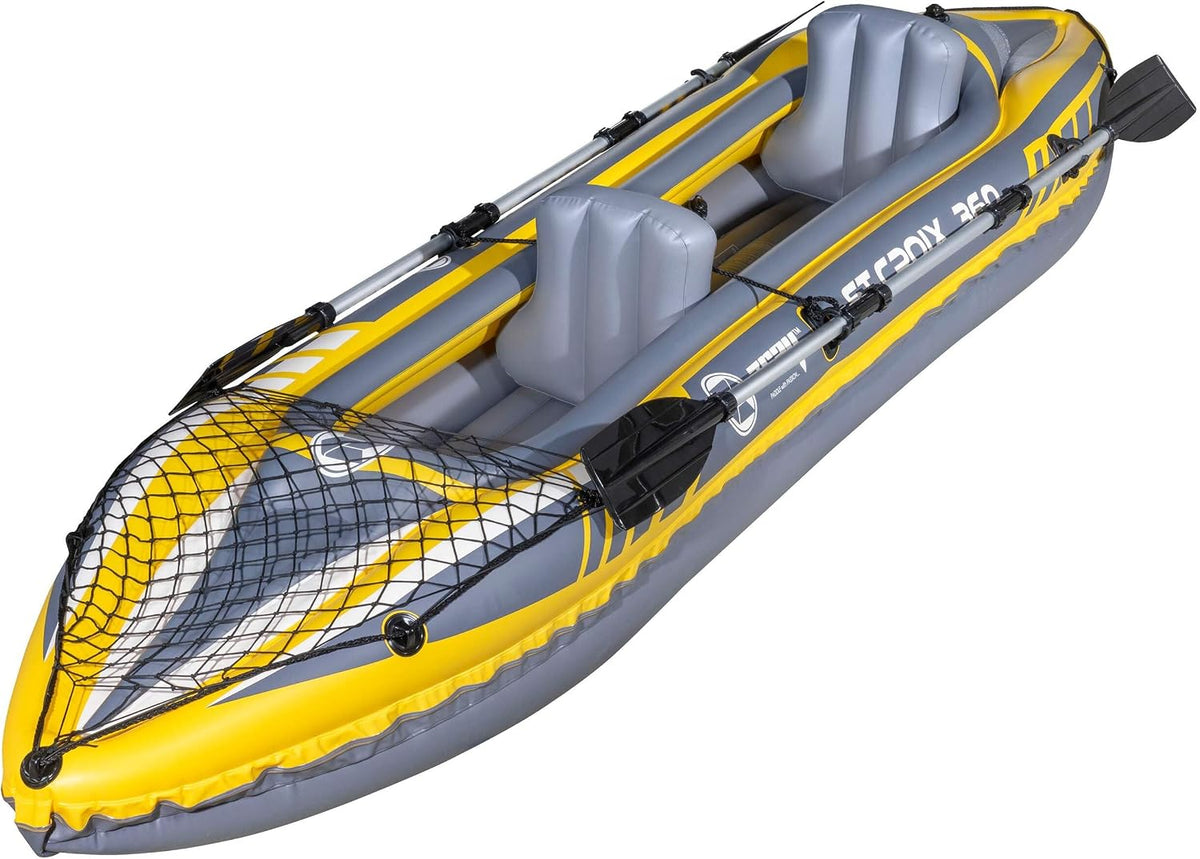 Inflatable 2-Person Kayak, Blue/Yellow/White, Pump, Bag, 2 Paddles, DL155