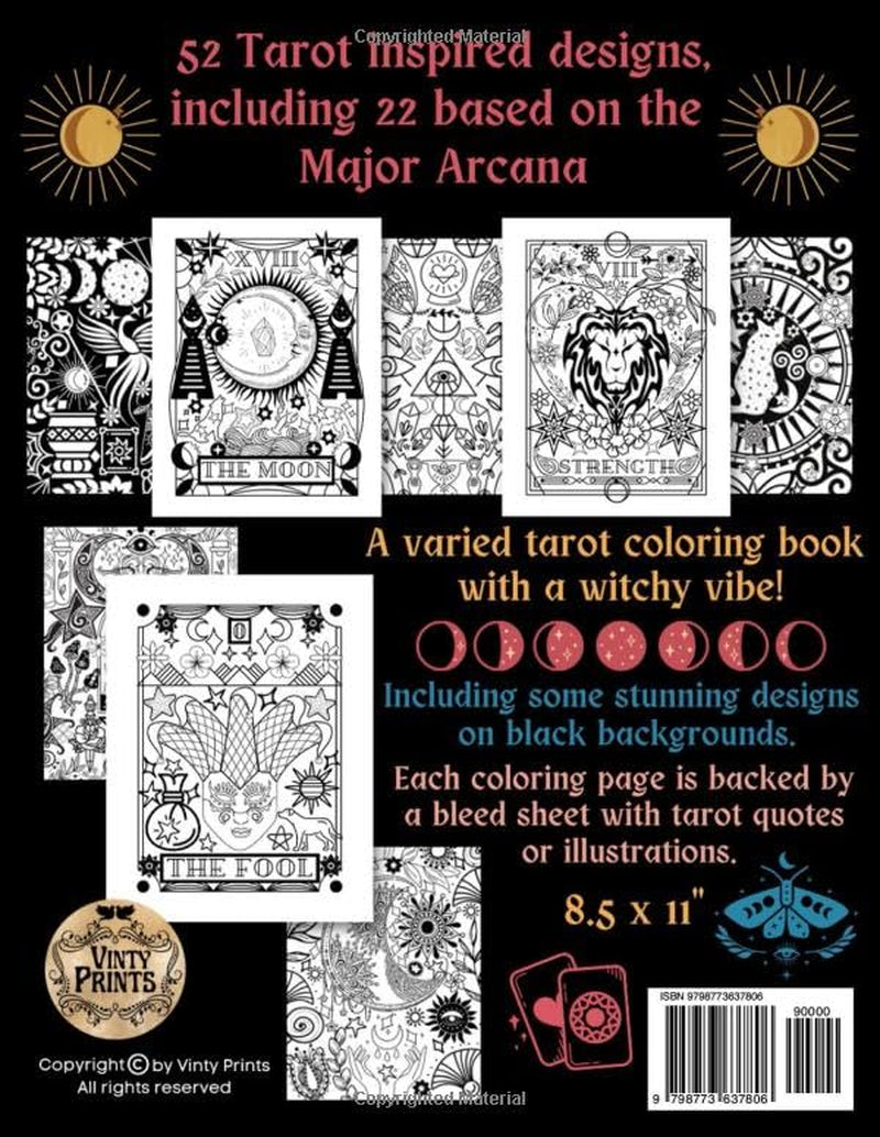 Witch Tarot Coloring Book: Modern Witch Tarot Style Coloring Book with Quotes, Including the Major Arcana and Other Witchy, Bohemian Designs, Gift for Tarot Lovers