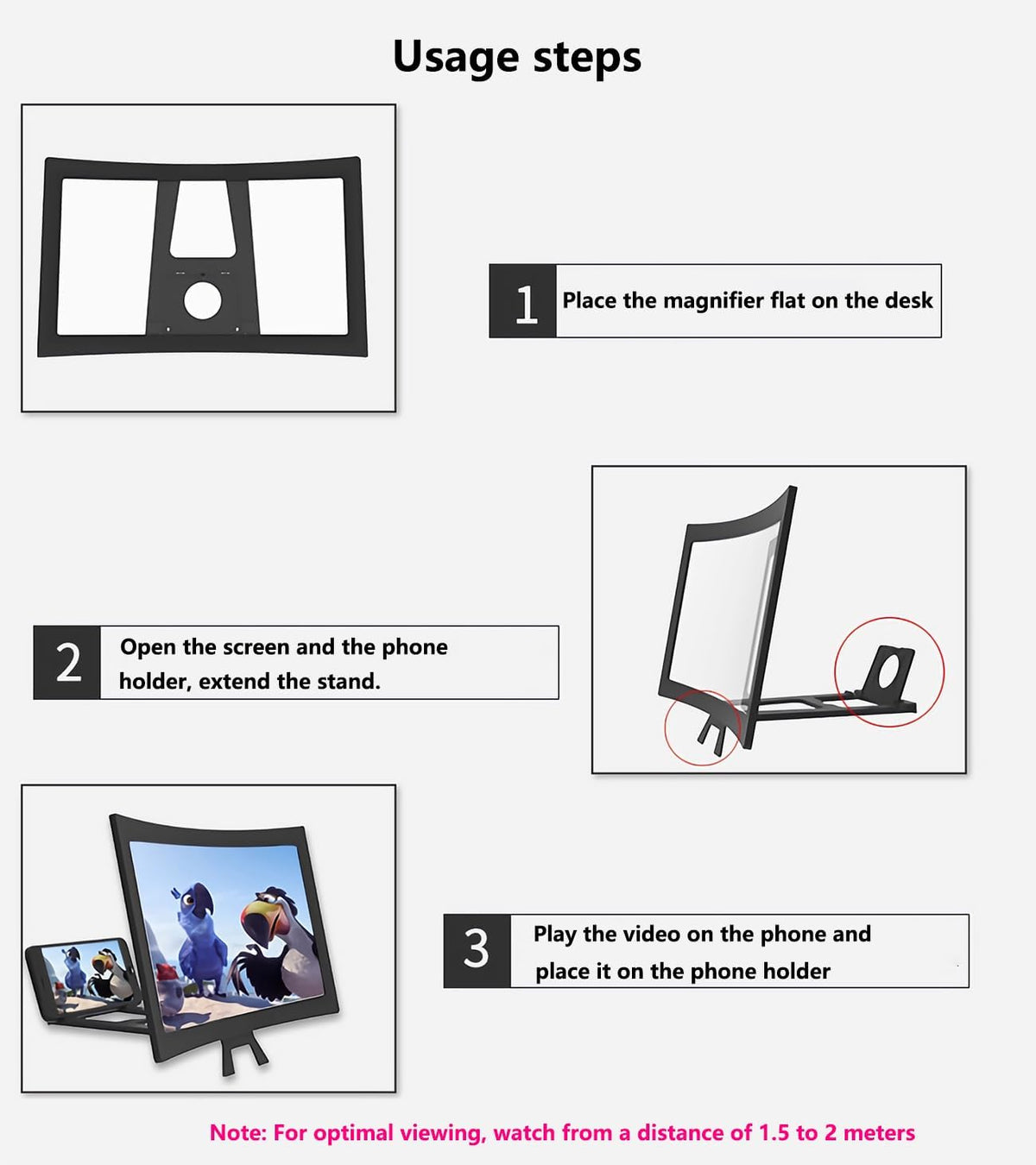 Mobile Phone Screen Magnifier 14 Inch Large on Stand, HD 3D Curved Foldable Mobile Phone Projector Screen TV Magnifier Video Amplifier for Gaming Enlarger, Cool Gadgets for Gifts
