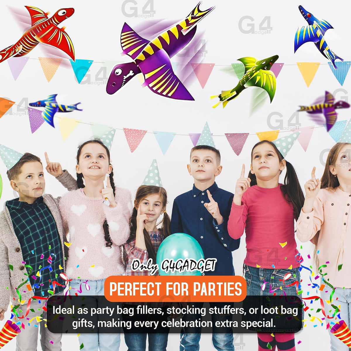 Pack of 12 Dinosaur Flying Glider Planes Kids Gift-Party Loot Bag Stocking Fillers Fun
