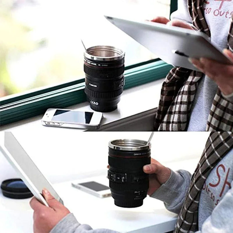 Capture the perfect coffee! – The Hilariously Realistic Camera Lens Travel Mug!