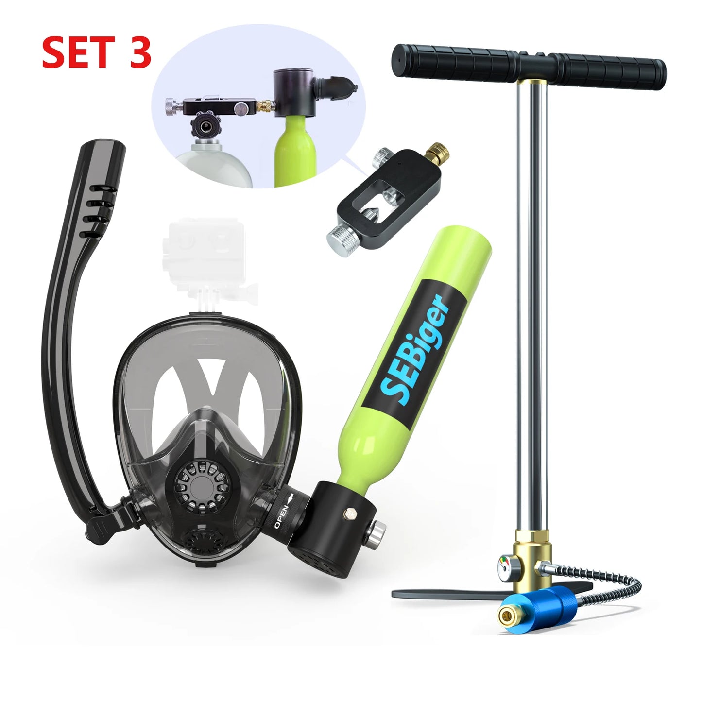 0.5L Mini Dive Tank Set with Full Face Mask | Easy Underwater Breathing