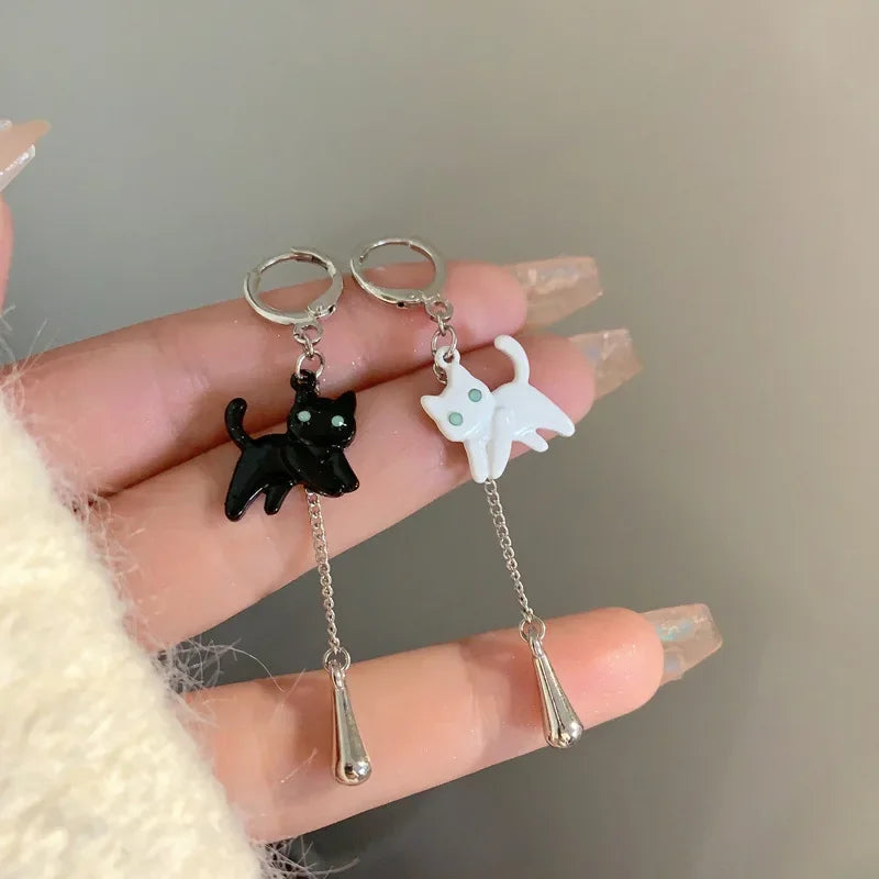 Pour a Little Joy into Your Day – Asymmetric Teacup Kitten Tassel Earrings for Playful Charm That Warms the Heart