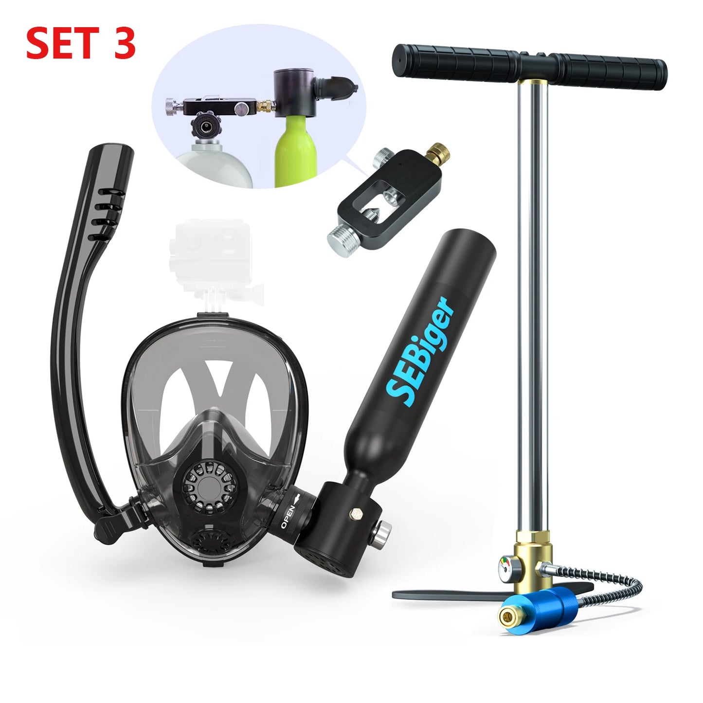 0.5L Mini Dive Tank Set with Full Face Mask | Easy Underwater Breathing