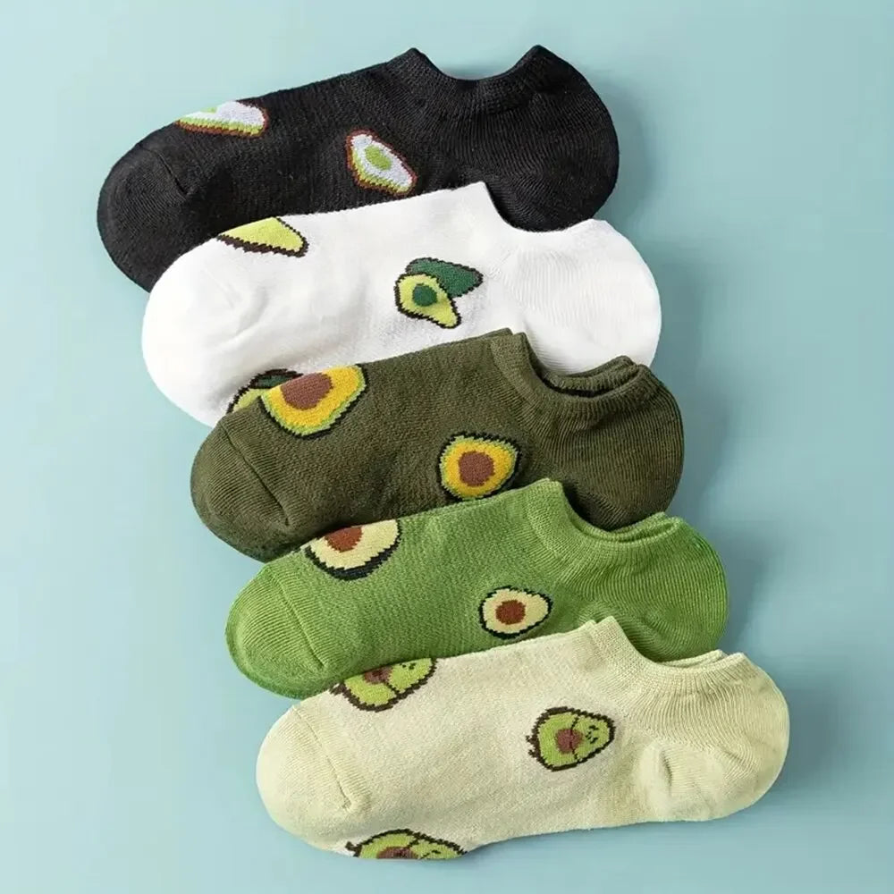 Avo-cuddle Your Toes – 5 Pairs of Kawaii Avocado Ankle Socks for Everyday Comfort & Cheer