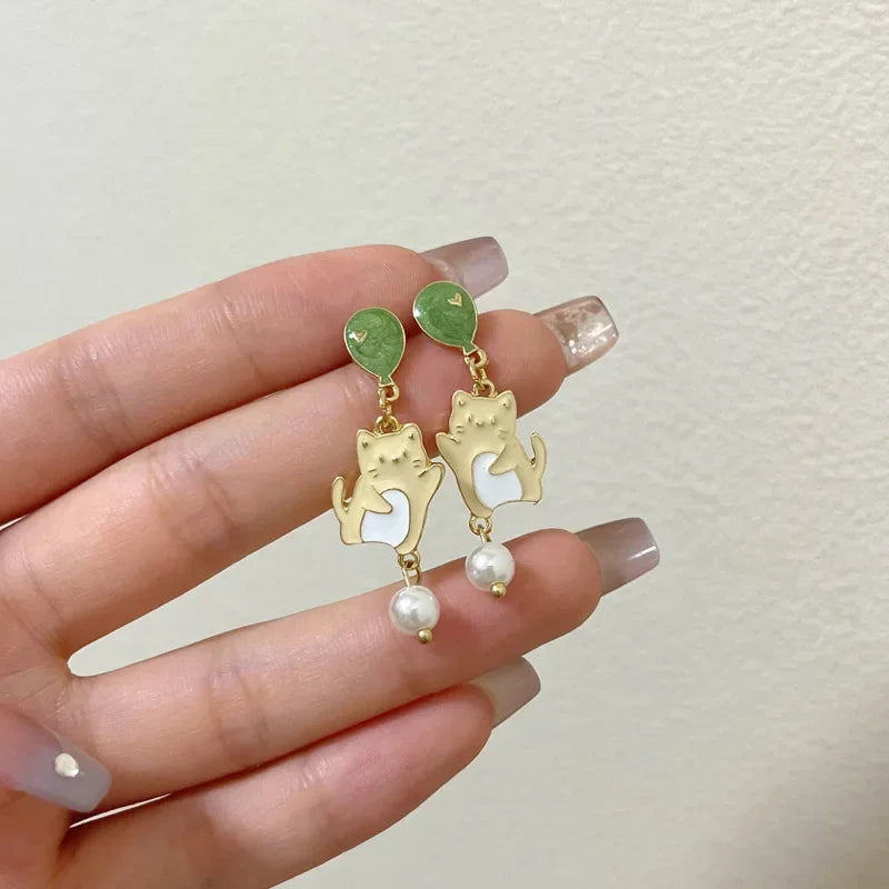 Pour a Little Joy into Your Day – Asymmetric Teacup Kitten Tassel Earrings for Playful Charm That Warms the Heart