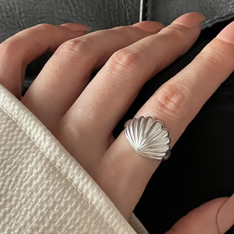 Ocean Light, Captured – Shell & Opal Cuff Ring That Shimmers with Tide-Touched Elegance