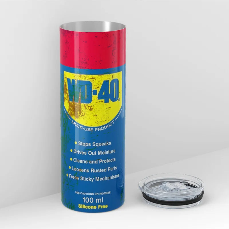 Sip Like a Pro – The Hilariously Realistic WD-40 Inspired Stainless Steel Tumbler!