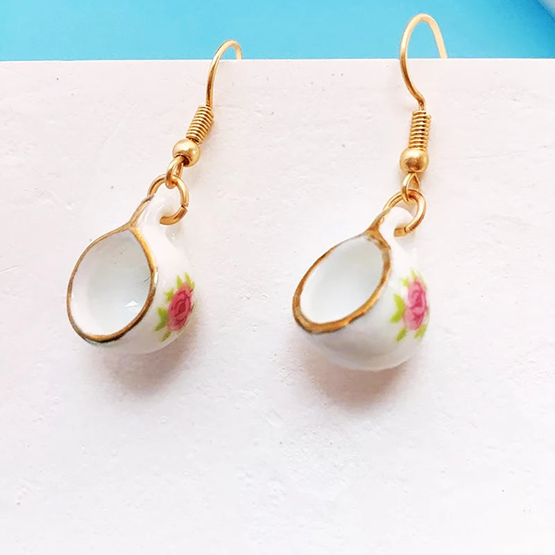 A Cup of Nostalgia for Your Ears – Vintage Handmade Ceramic Teacup Earrings That Steep Style