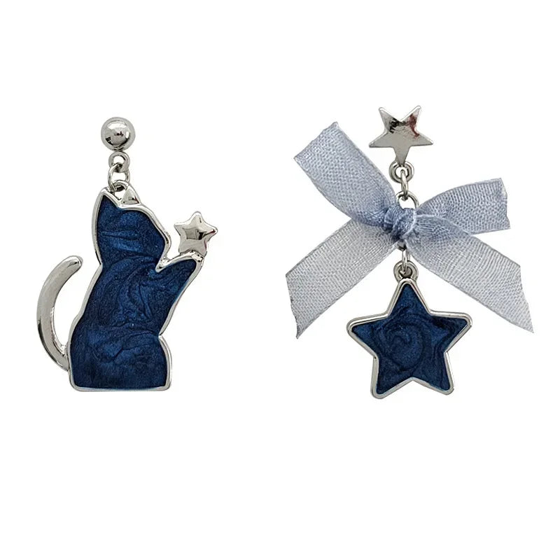 Pour a Little Joy into Your Day – Asymmetric Teacup Kitten Tassel Earrings for Playful Charm That Warms the Heart