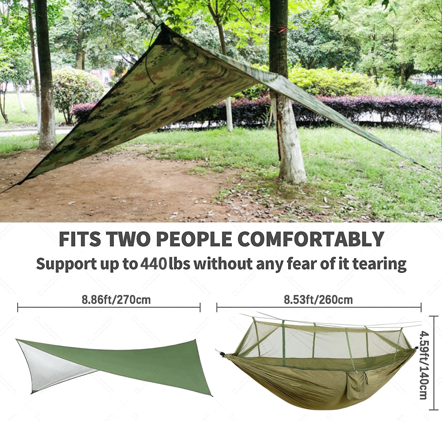 Shelter, Solitude, Survival – All-in-One Mosquito-Proof Camping Hammock with Rain Cover for the Wild at Heart