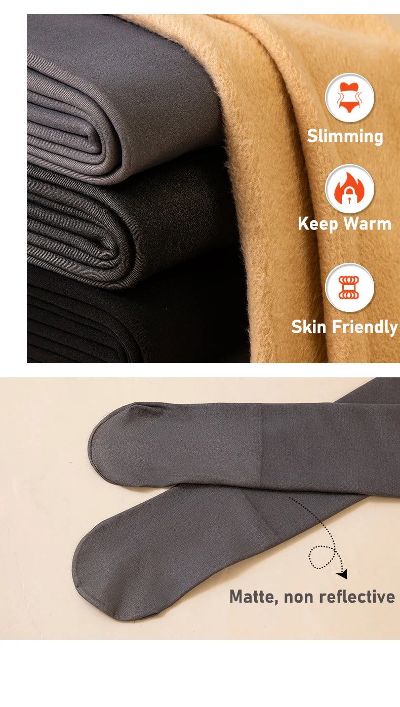 Sheer Magic, Hidden Warmth – Translucent Thermal Fleece Tights That Defy Winter with Style