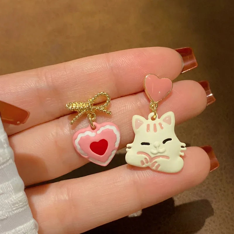 Pour a Little Joy into Your Day – Asymmetric Teacup Kitten Tassel Earrings for Playful Charm That Warms the Heart