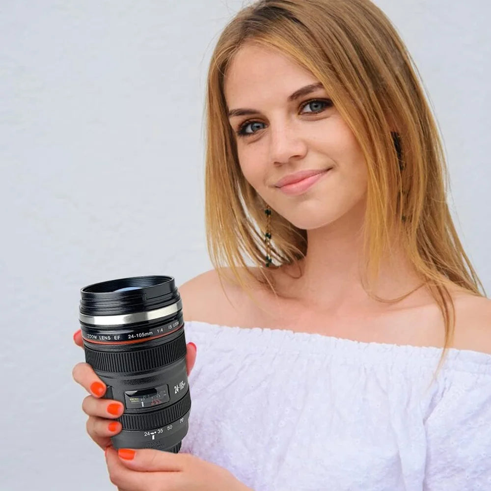 Capture the perfect coffee! – The Hilariously Realistic Camera Lens Travel Mug!