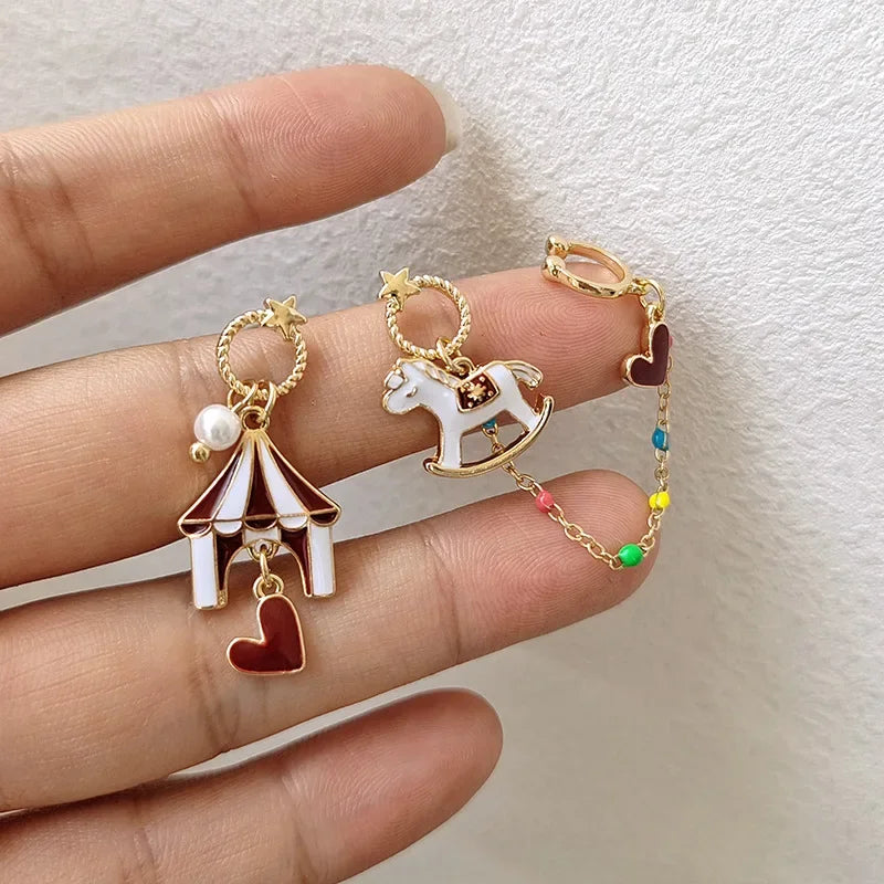Pour a Little Joy into Your Day – Asymmetric Teacup Kitten Tassel Earrings for Playful Charm That Warms the Heart