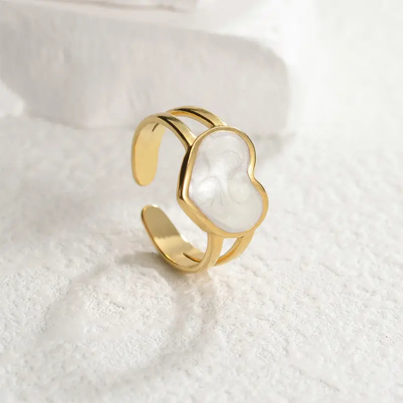 Ocean Light, Captured – Shell & Opal Cuff Ring That Shimmers with Tide-Touched Elegance
