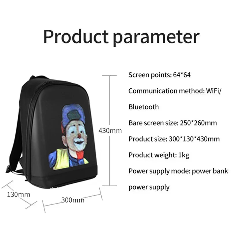 Your Message, In Motion – Smart LED Advertising Backpack with App-Controlled Display