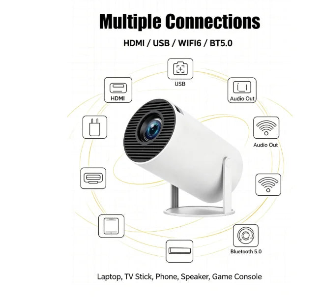 Mini HY300 Portable Projector Android 11 720P 4K Home Outdoor Cinema