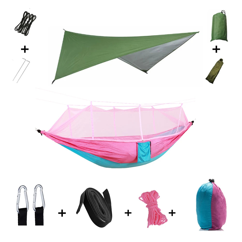 Shelter, Solitude, Survival – All-in-One Mosquito-Proof Camping Hammock with Rain Cover for the Wild at Heart