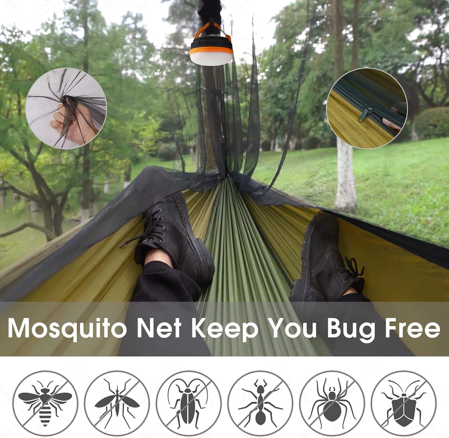 Shelter, Solitude, Survival – All-in-One Mosquito-Proof Camping Hammock with Rain Cover for the Wild at Heart