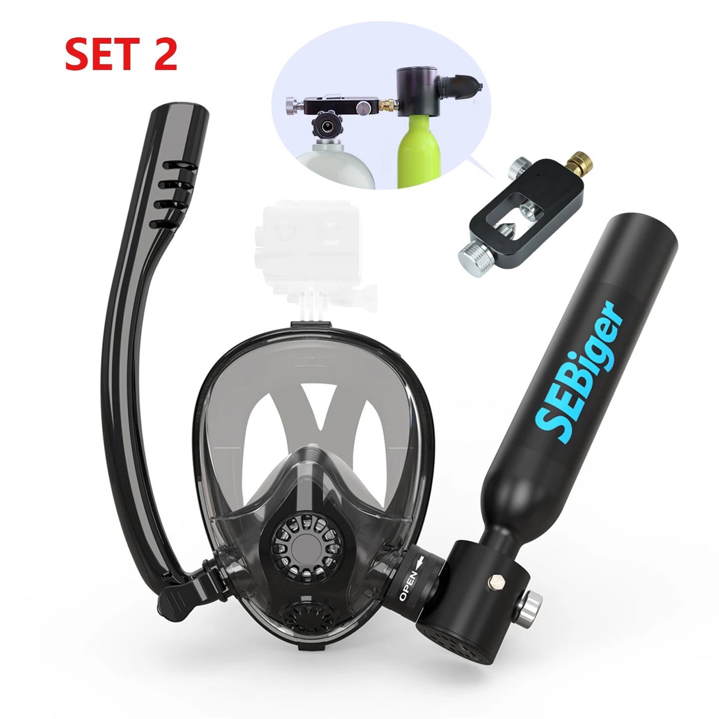 0.5L Mini Dive Tank Set with Full Face Mask | Easy Underwater Breathing