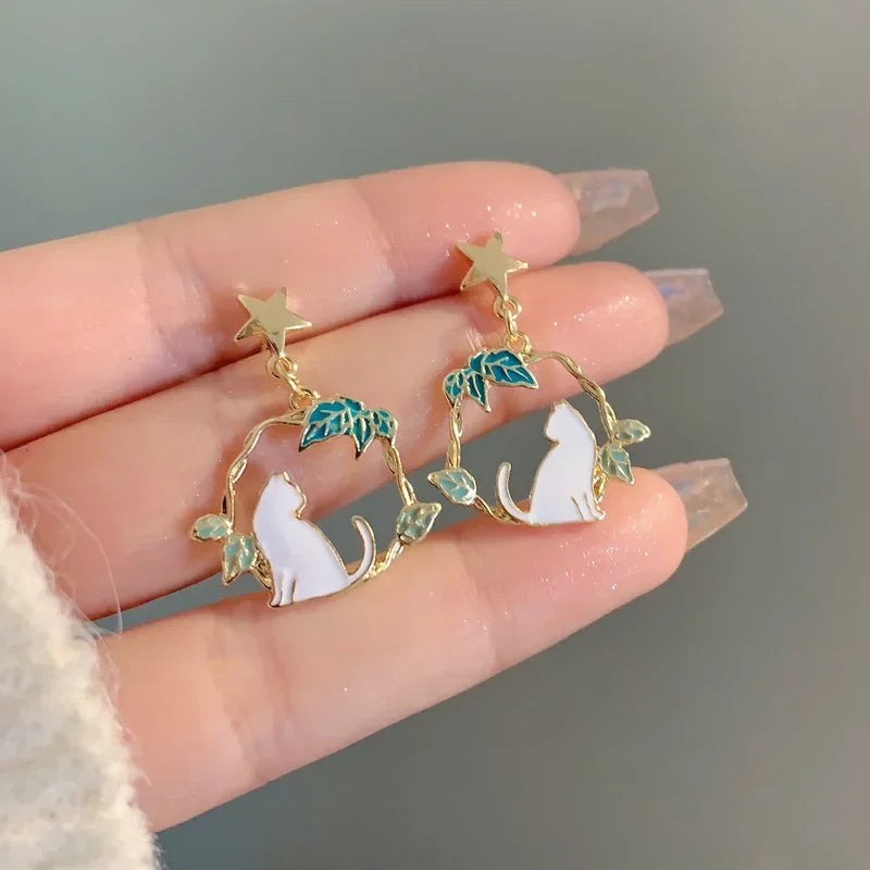 Pour a Little Joy into Your Day – Asymmetric Teacup Kitten Tassel Earrings for Playful Charm That Warms the Heart
