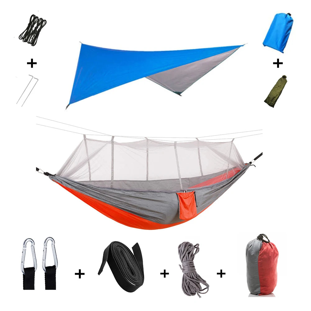 Shelter, Solitude, Survival – All-in-One Mosquito-Proof Camping Hammock with Rain Cover for the Wild at Heart