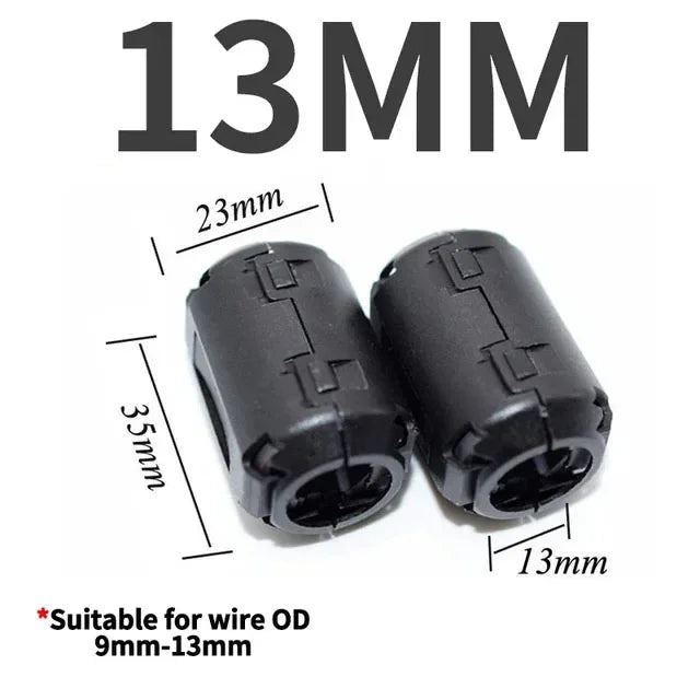 20/100 PCS Black Snap Magnetic Ring Ferrite Filter For Cable Shield EMC Inner Diameter 3.5MM 5/7/9/11/13/15MM Degaussing Filter