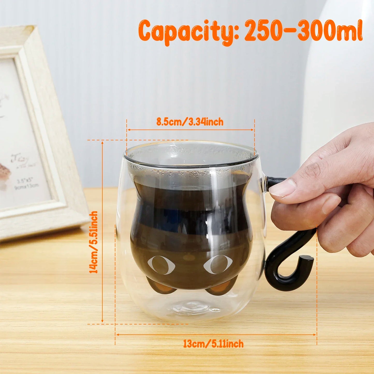 Embrace Whiskers and Warmth: The Enchanting Cat-Inspired Double-Walled Glass Mug