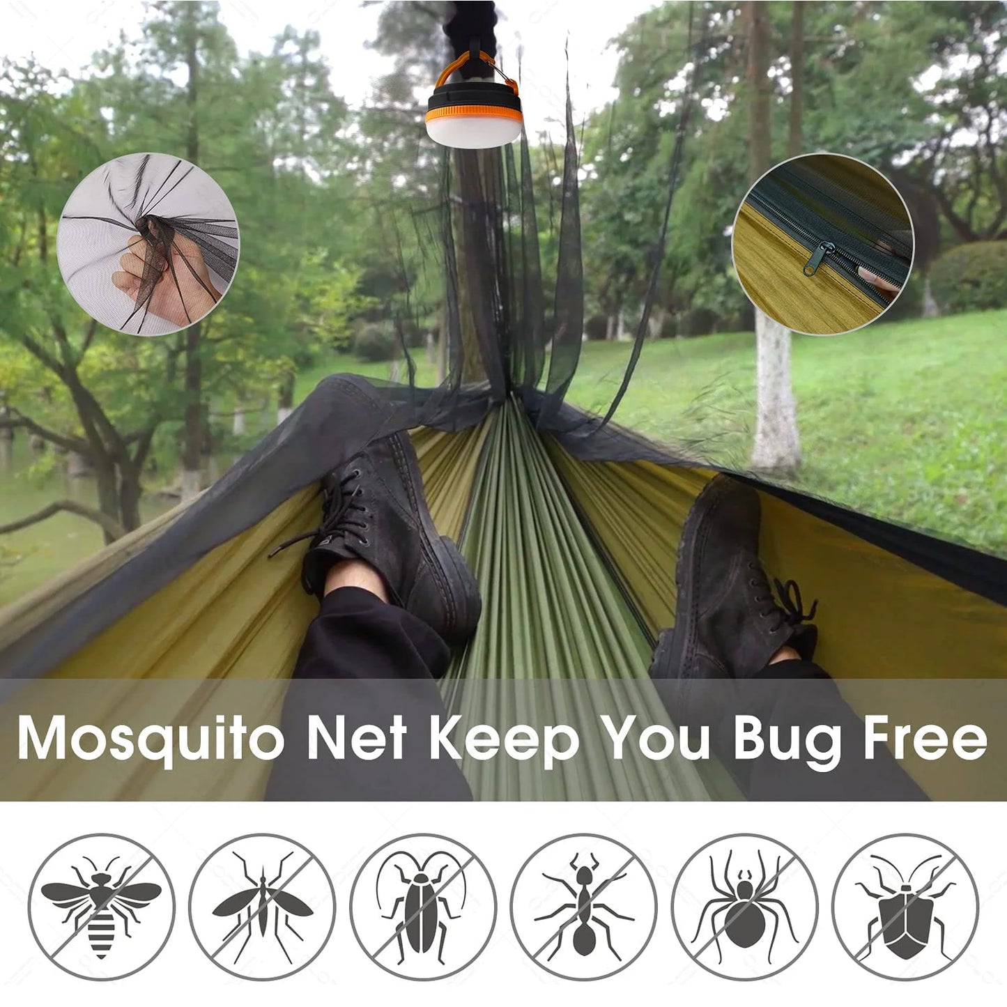 Shelter, Solitude, Survival – All-in-One Mosquito-Proof Camping Hammock with Rain Cover for the Wild at Heart