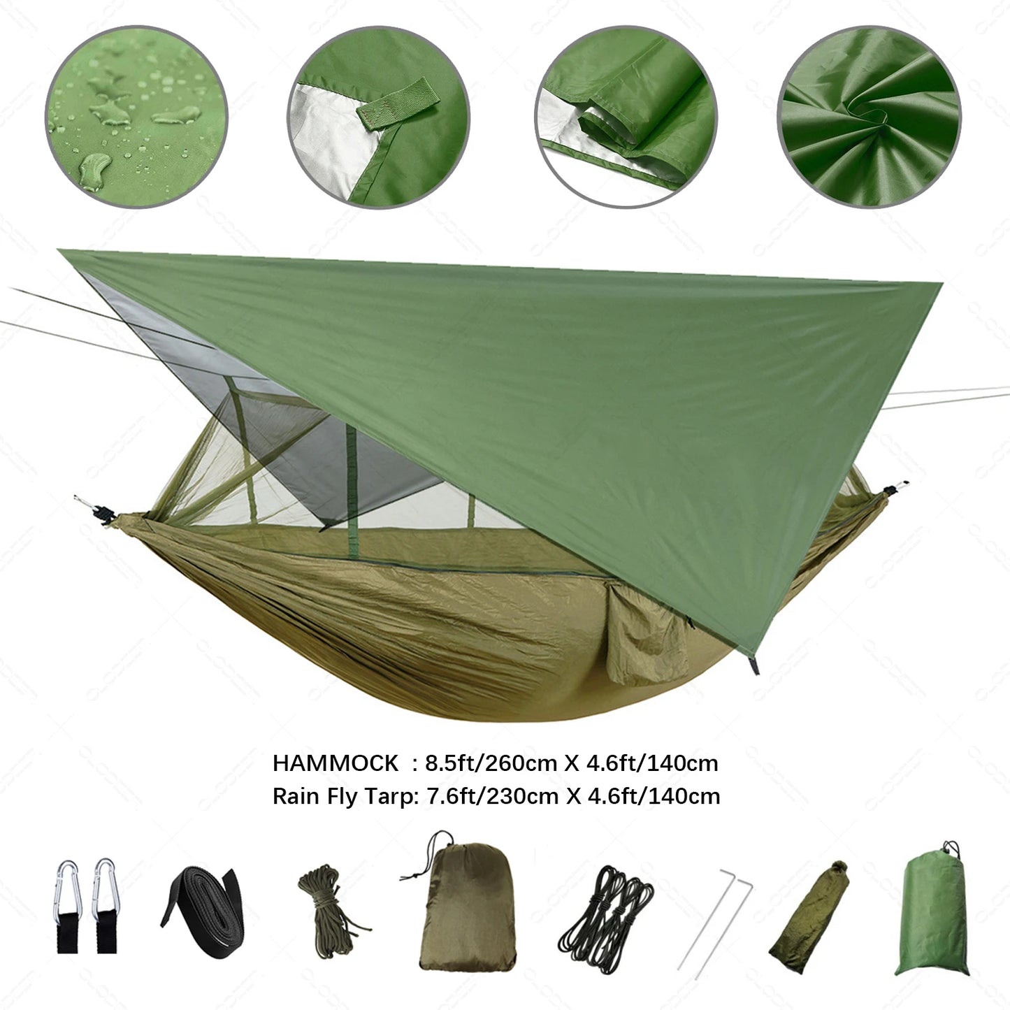 Shelter, Solitude, Survival – All-in-One Mosquito-Proof Camping Hammock with Rain Cover for the Wild at Heart