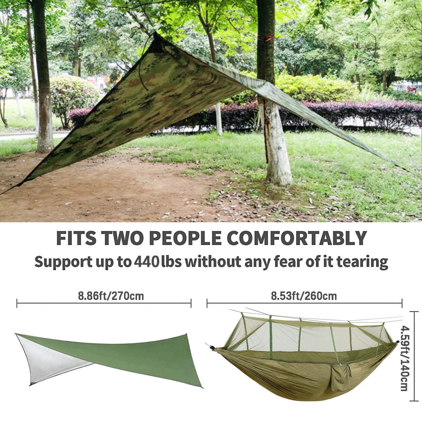 Shelter, Solitude, Survival – All-in-One Mosquito-Proof Camping Hammock with Rain Cover for the Wild at Heart
