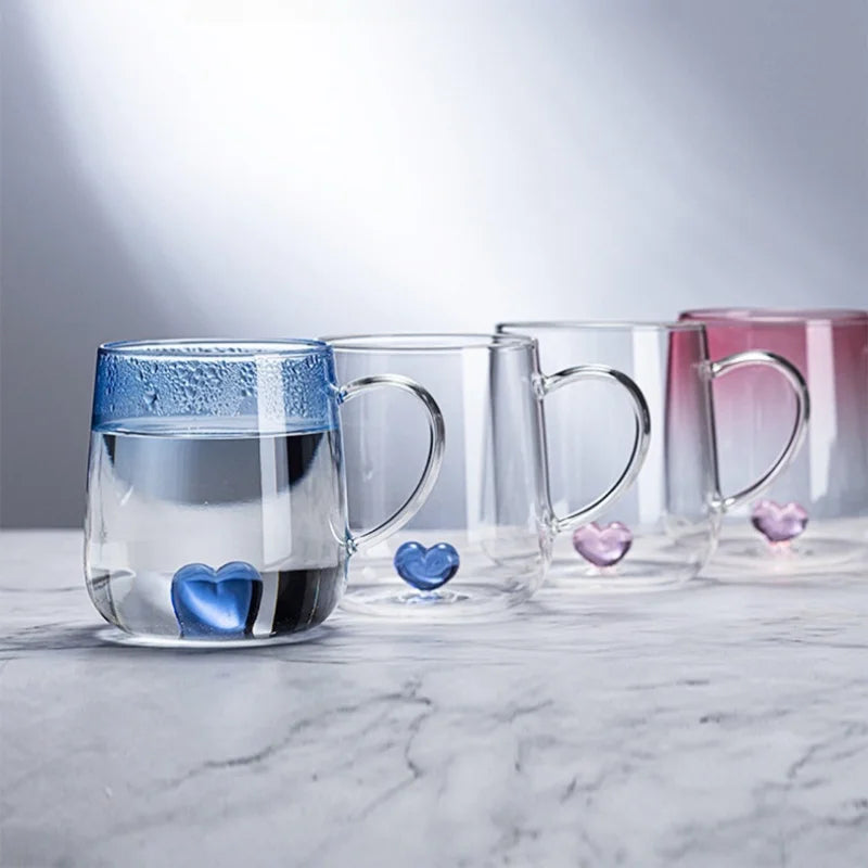 Love in a mug: The Enchanting 3D Love Gradient Glass Mug for Cherished Moments