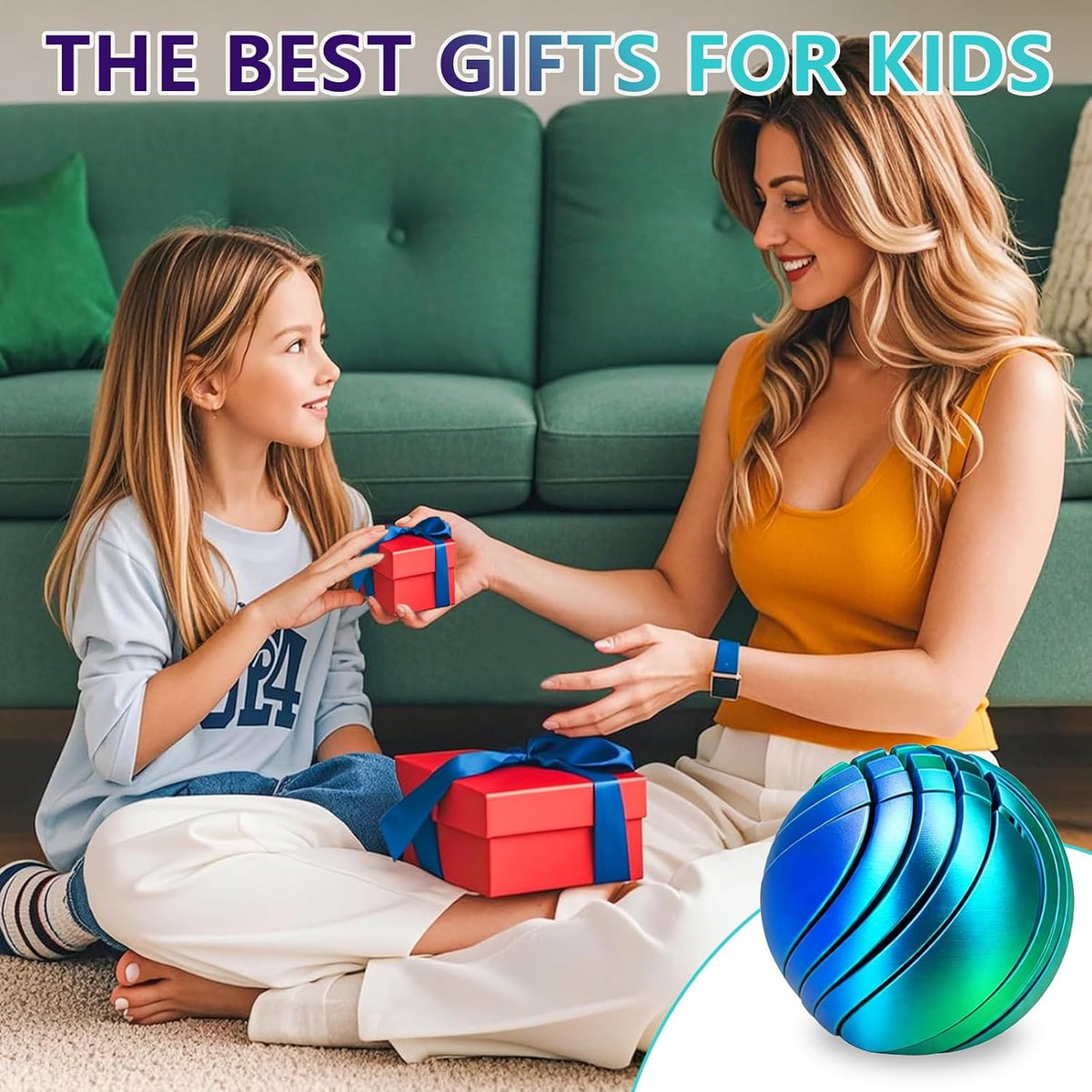 3D Printed Fidget Ball, Morphslime Liquid-Like Stress Relief Ball, Sensory Fidget Toy with Flowing Effect, Stress Relief Toy for Work, Home & Travel, Cool Gadget Gift for Kids Teens Ad (Green)