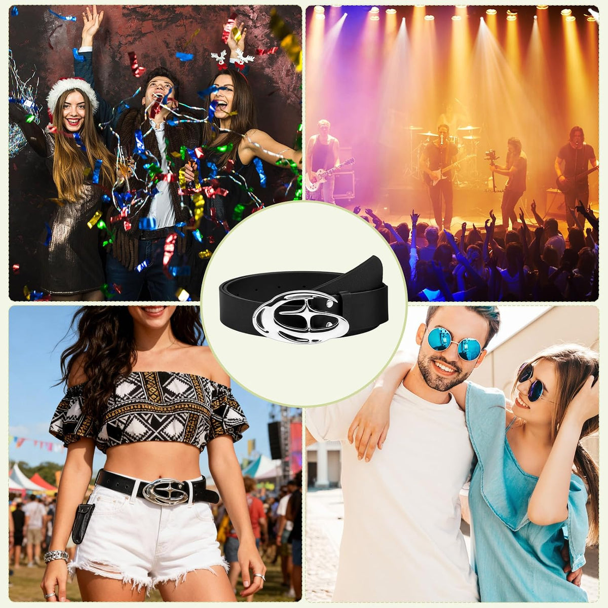 Y2K Belt, Goth Double Grommet Belt Faux Leather Punk Rock Belts for Men and Women, Y2K Fashion Accessories Bling Leather Belts with Cross and Diamond for Jeans