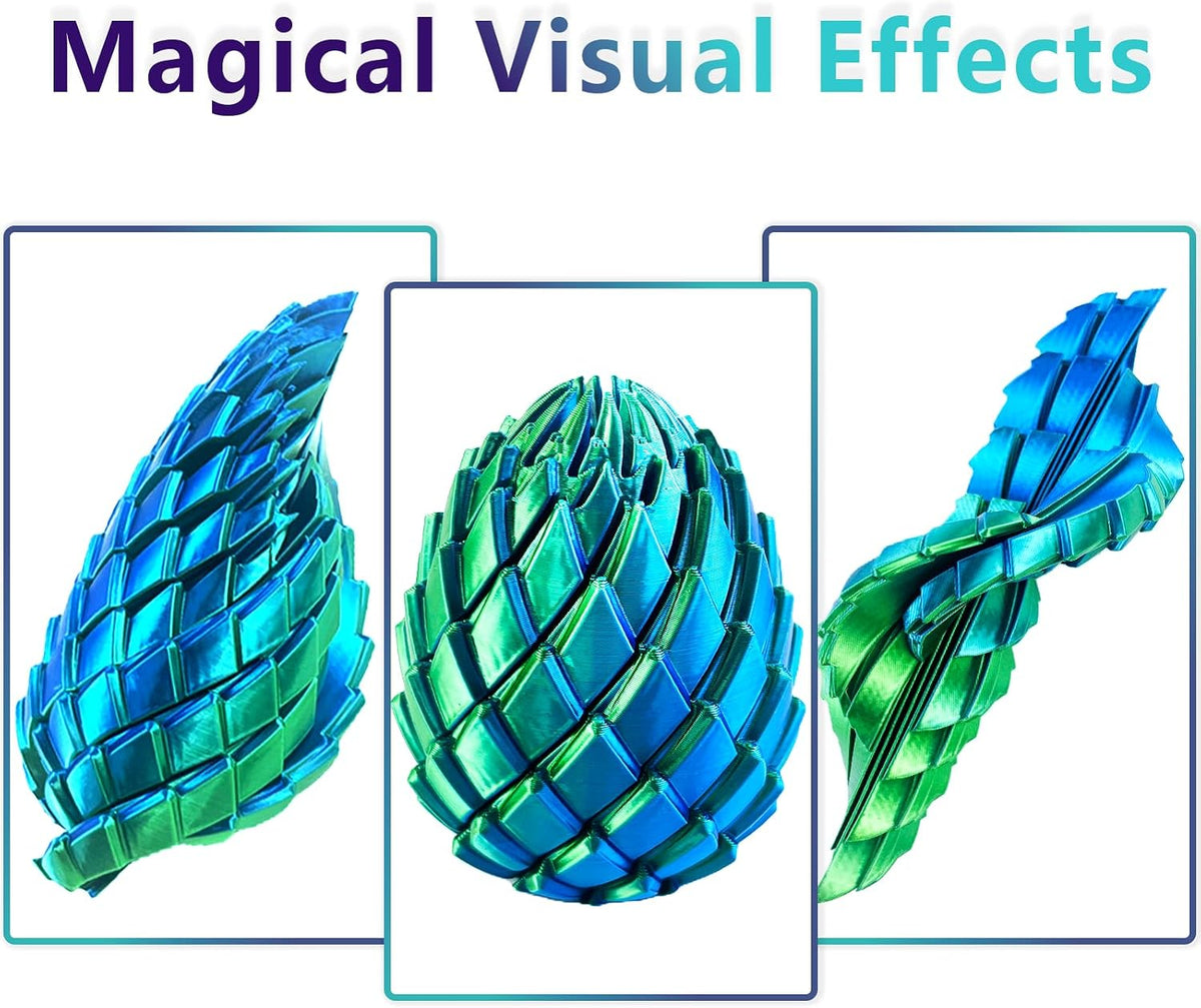 3D Printed Dragon Egg Fidget Toy, Morphslime Liquid-Like Stress Relief Ball, Sensory Twist Fidget Egg with Flowing Effect, Stress Relief Focus Desk Toy, Work & Travel, Cool Gadget Gift (Green)