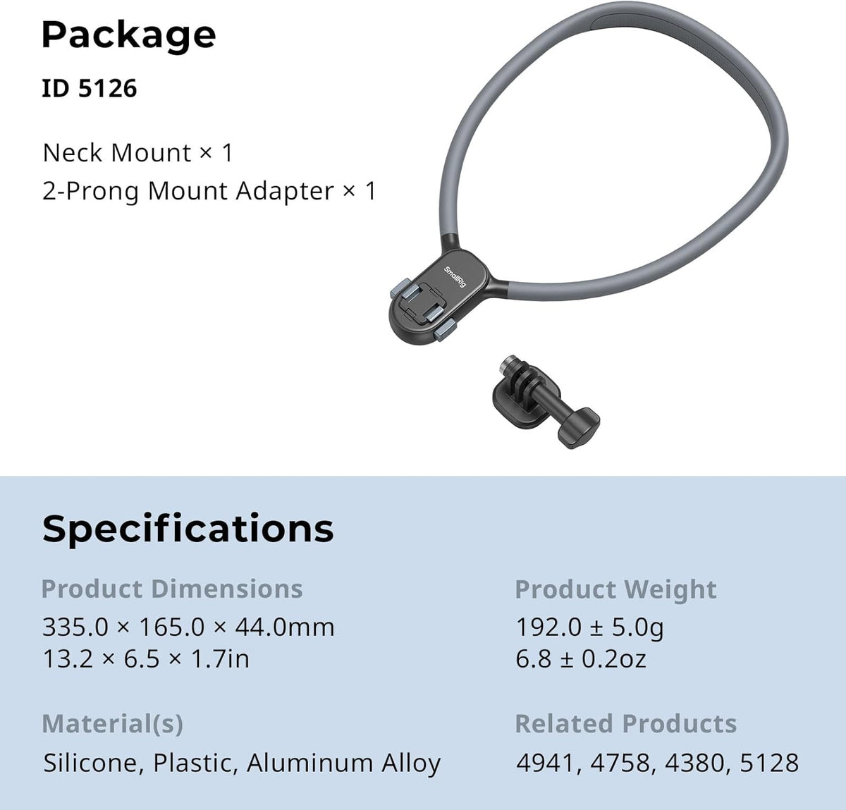 Magnetic Neck Mount for Action Camera, Quick Release One-Click Button & Ergonomic Design, for Gopro Hero 12/11/10/9, for DJI Action 4/5/6, for Insta360 Ace Pro 2-5126