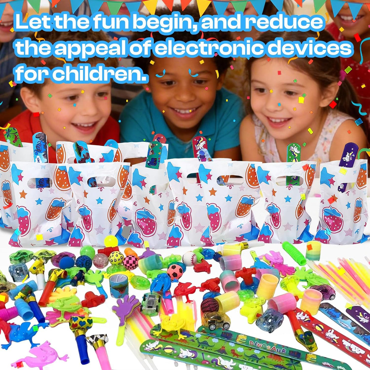 150PCS Party Bag Fillers for Kids, 140 Bulk Toys & 10 Party Favours Bags
