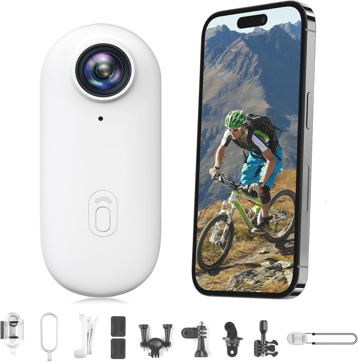 1080P HD Wearable Sports Action Camera Hands-Freethumb POV Camera with Waterproof Case Magnetic Mount Hands Free Mini Body Cameras for Vlogging Motorcycle Cycling Travel Fishing Pet Walking White