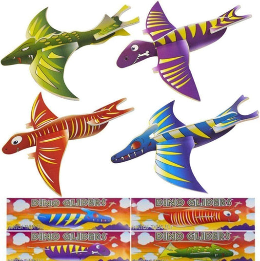 Pack of 12 Dinosaur Flying Glider Planes Kids Gift-Party Loot Bag Stocking Fillers Fun
