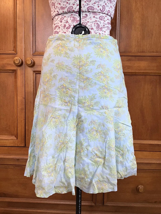 Pale blue patterned skirt