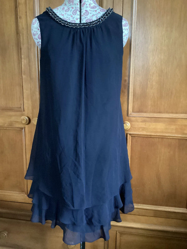 Lovely navy dress with beaded neckline