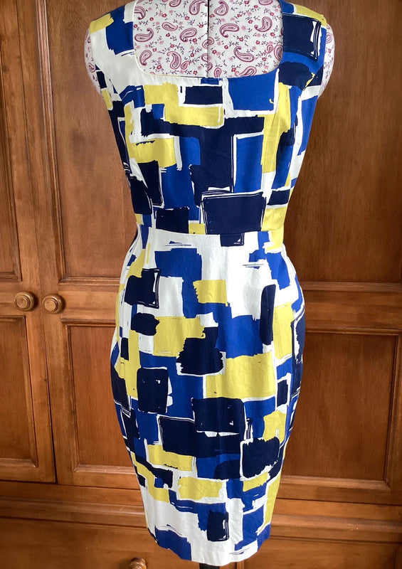 Blue yellow and white dress size 14
