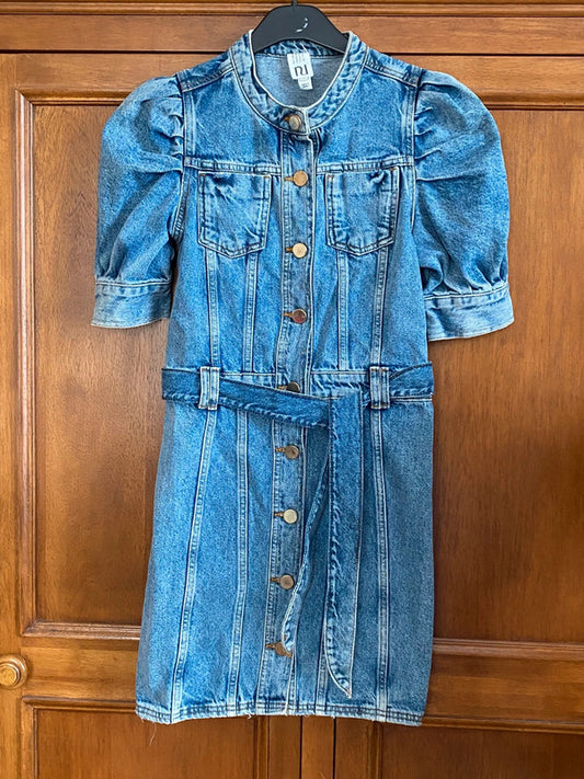 Denim button through dress