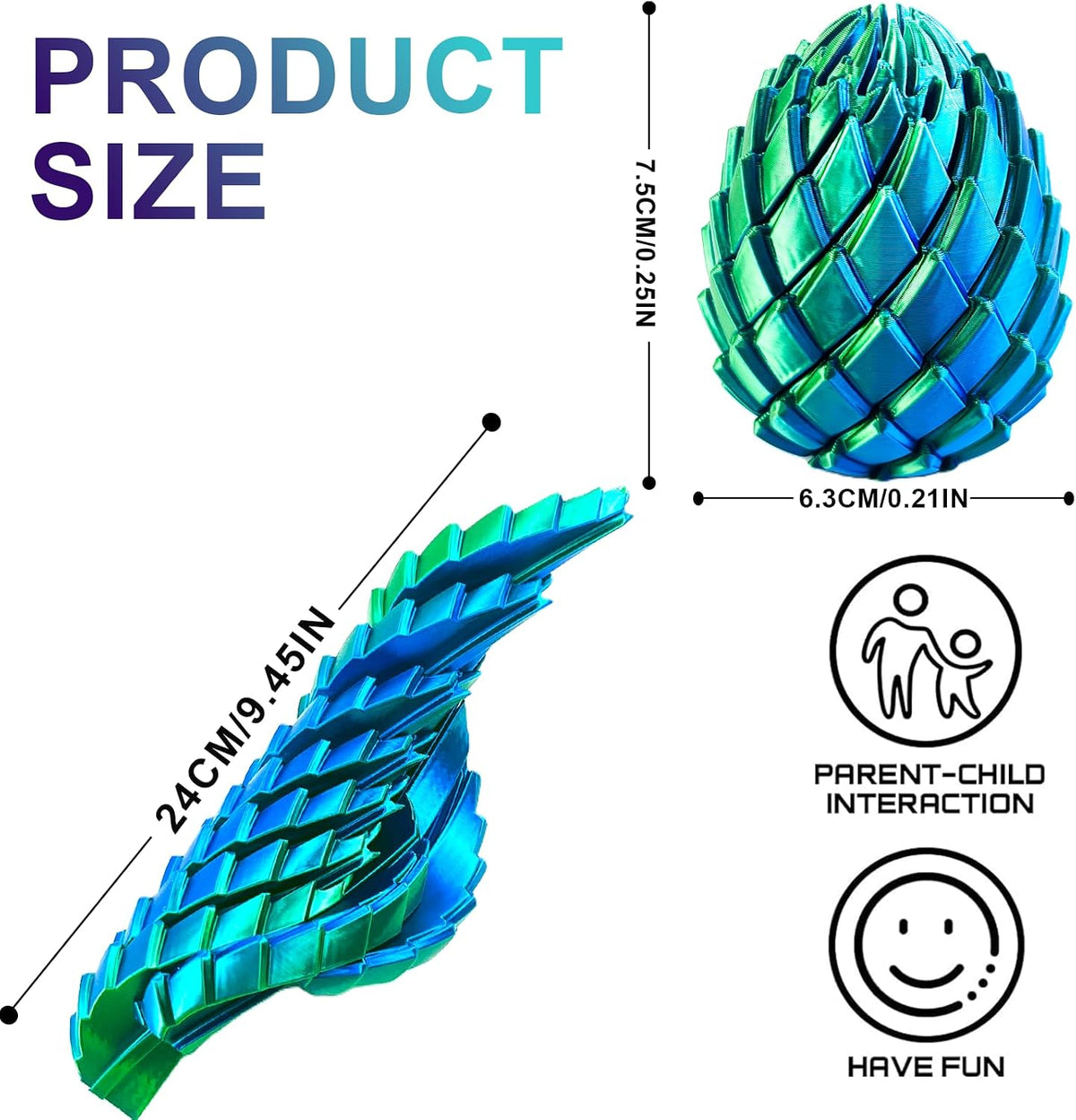 3D Printed Dragon Egg Fidget Toy, Morphslime Liquid-Like Stress Relief Ball, Sensory Twist Fidget Egg with Flowing Effect, Stress Relief Focus Desk Toy, Work & Travel, Cool Gadget Gift (Green)