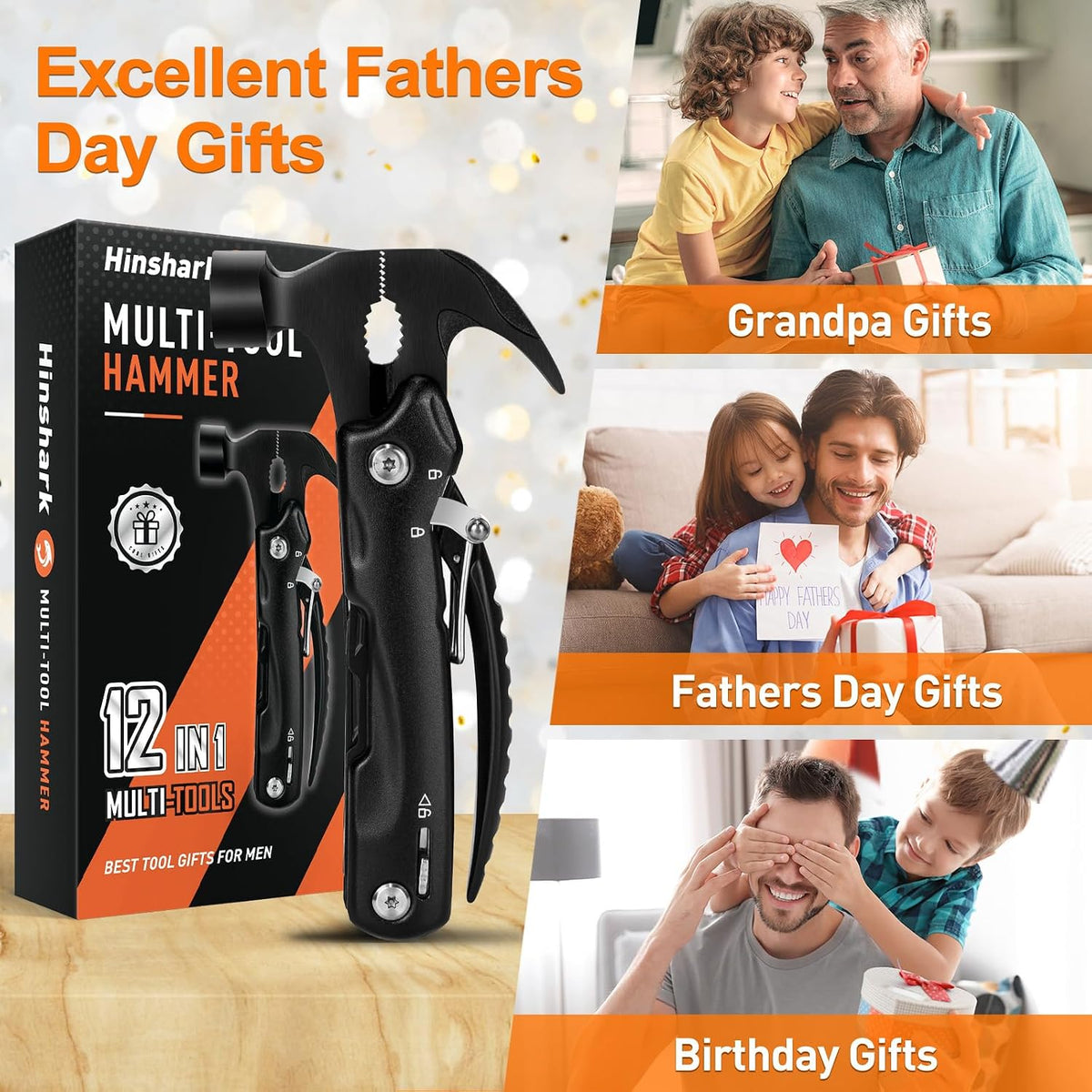 Gifts for Men Him Dad, 12 in 1 Multi Tool Camping Accessories