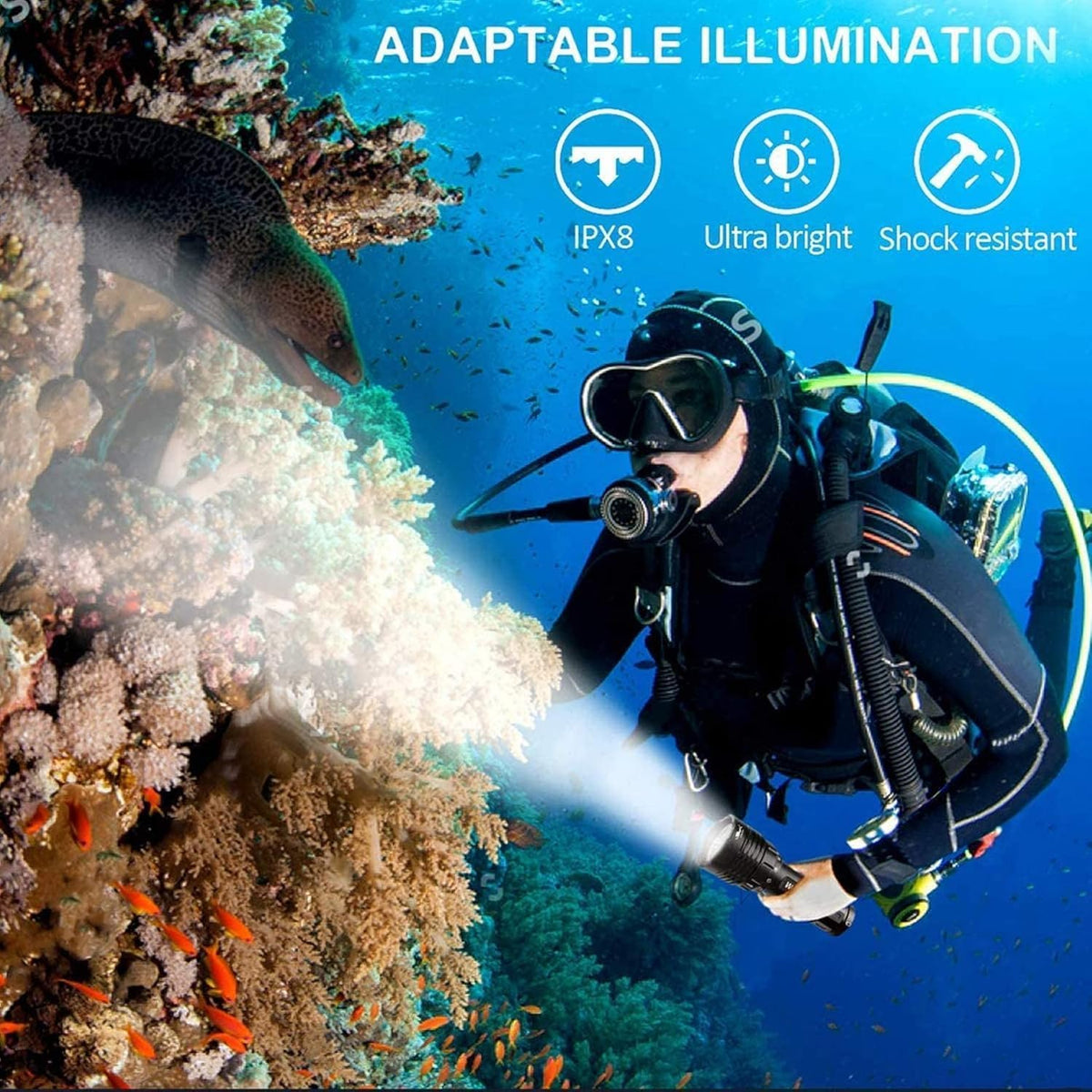 DL30 3600Lm Scuba Dive Light, IPX8, Magnetic Switch