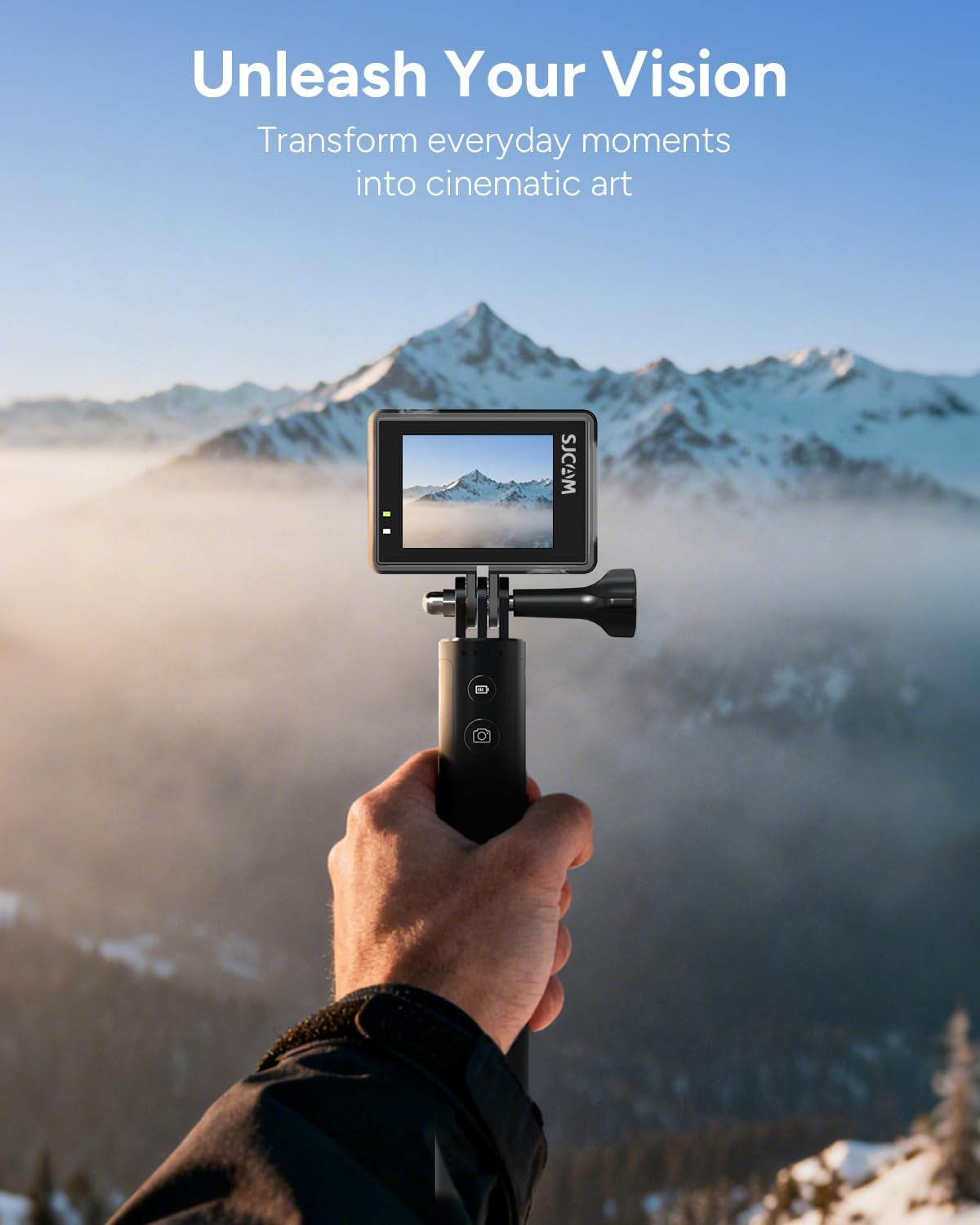 SJ6 ULTRA 4K Action Camera,With 64GB Card,Sports Camera with Dual Screen,30M Waterproof Underwater Cameras for Snorkeling,Motorbike Helmet Camera with 6-Axis Stabilization,Live Streaming,Black