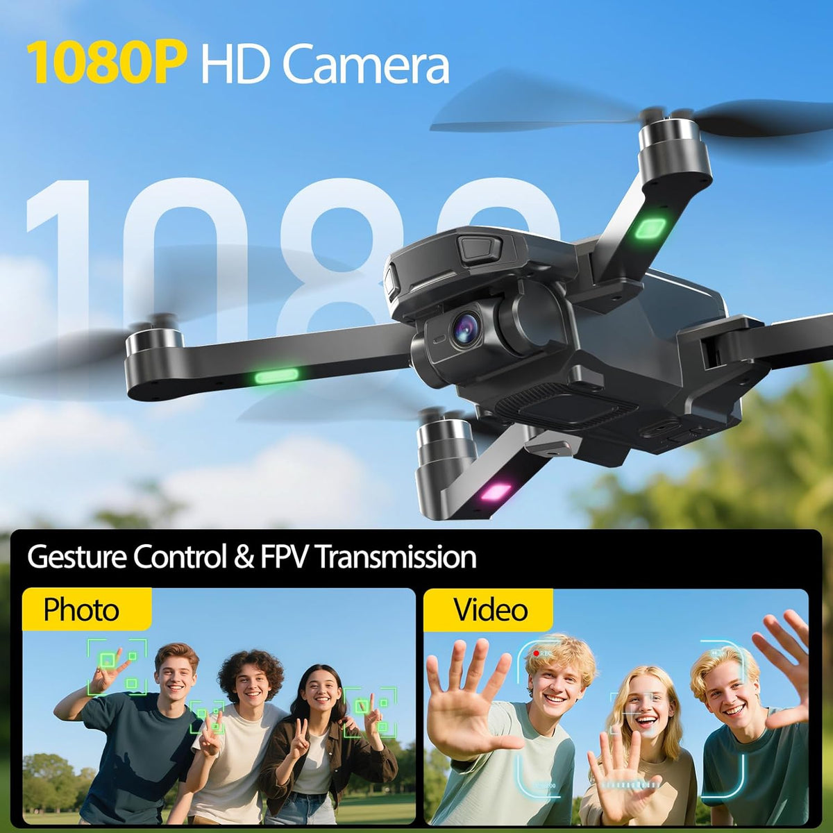 D25 Drone with 1080P HD Camera for Kids Adults with 5G Transmission